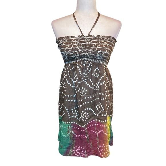 Ocean Drive Dresses & Skirts - Halter dress with tie dye trim
